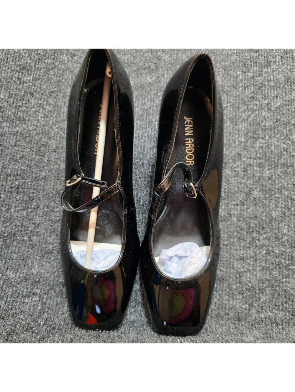 Jenn Ardor Black Patent Mary Janes Square Toe Block Heel Pumps Shoes NWOT Sz 8